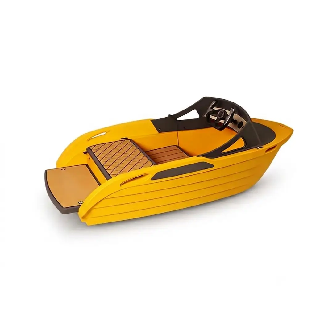Mini electric boat made of yellow HDPE material